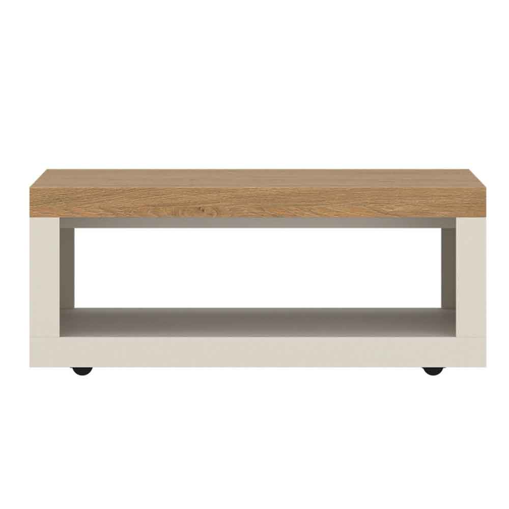 Nessa Wooden Coffee Table in Cashmere and Stone Oak