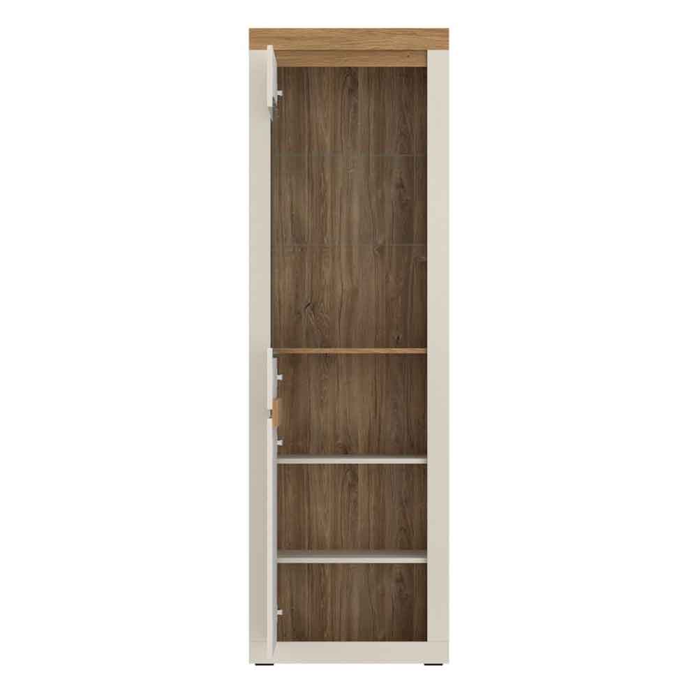 Nessa Wooden Display Cabinet 1 Door in Cashmere and Stone Oak with LED