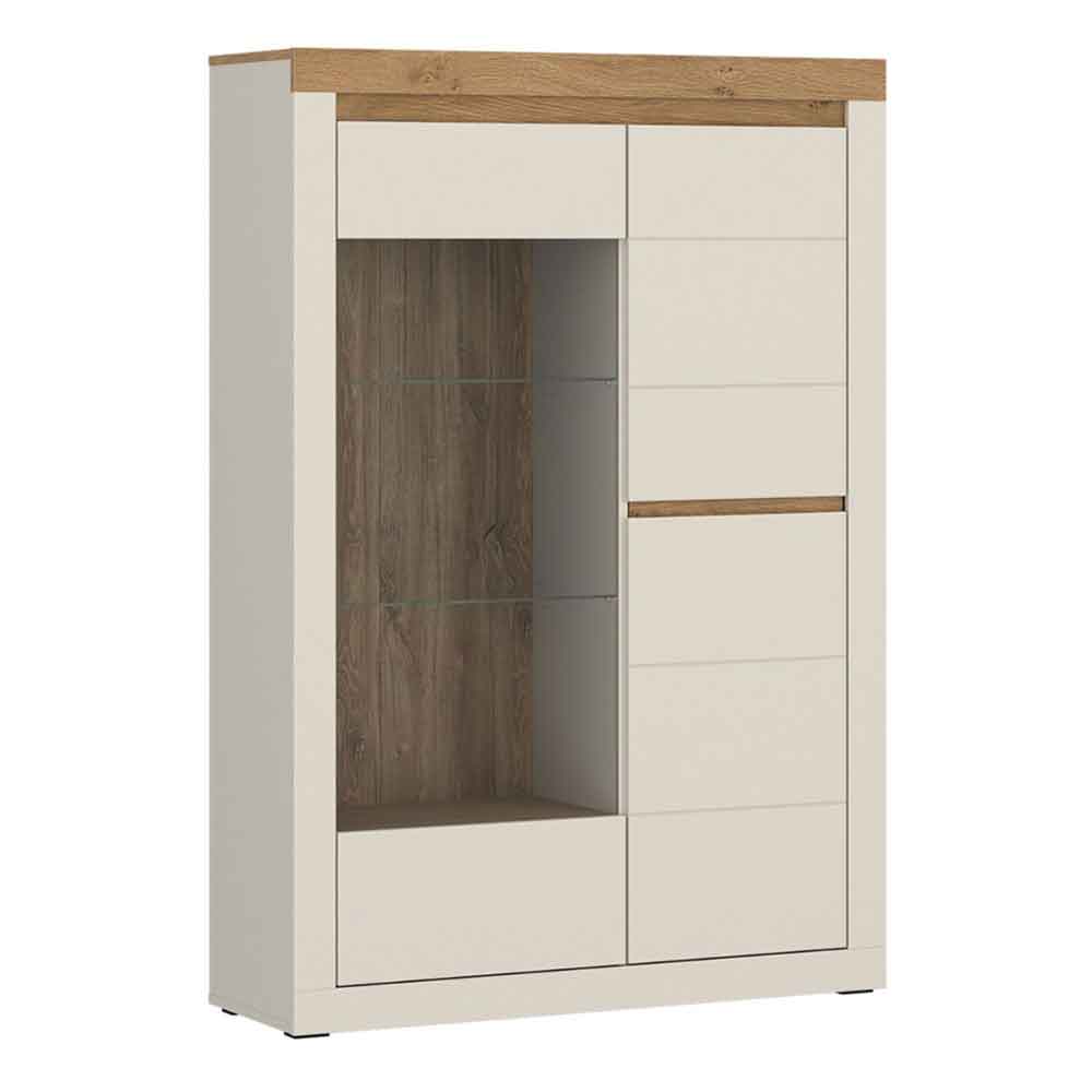 Nessa Wooden Right Handed Display Cabinet with 2 Doors in Cashmere and Stone Oak