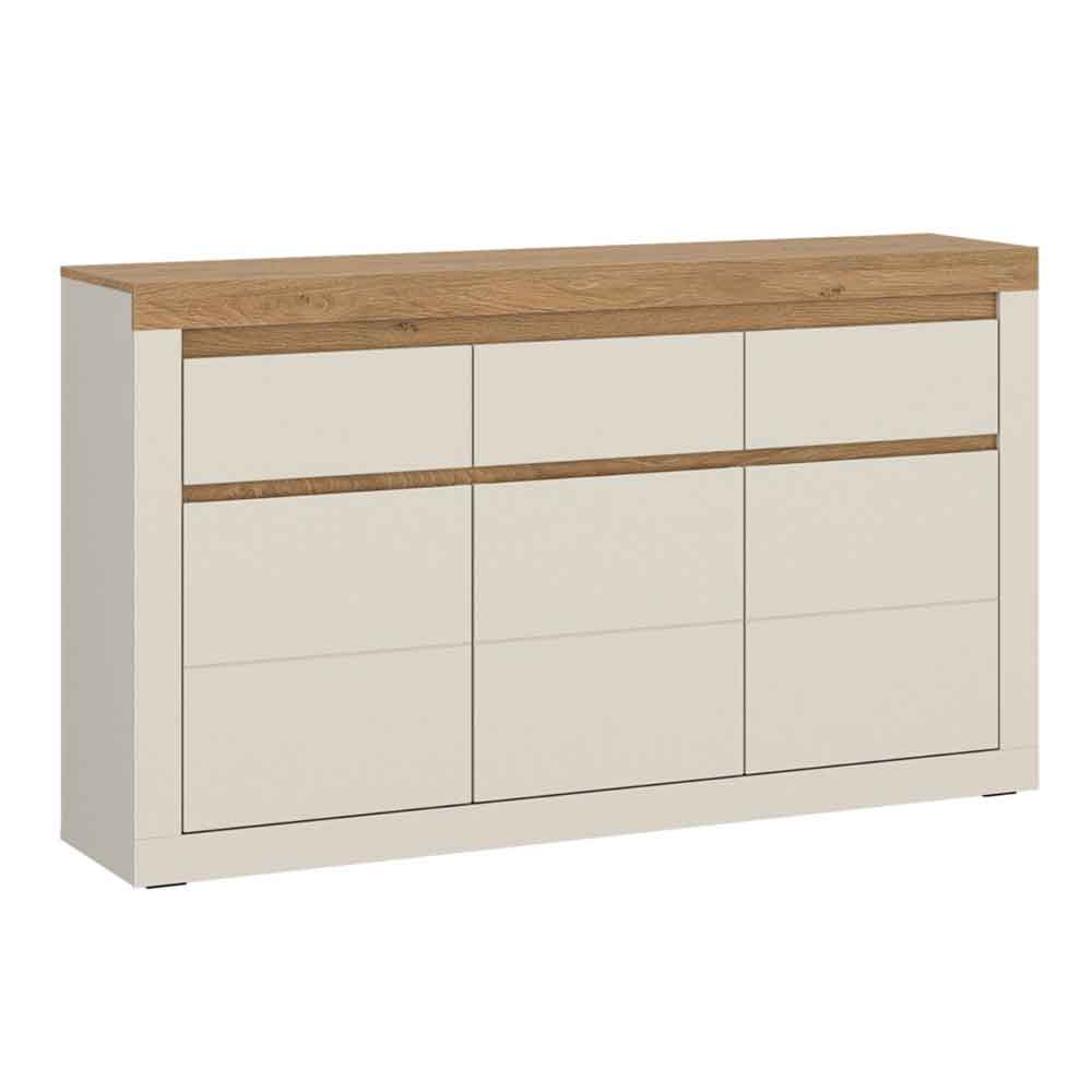 Nessa Wooden Sideboard 3 Doors 3 Drawers in Cashmere and Stone Oak with LED
