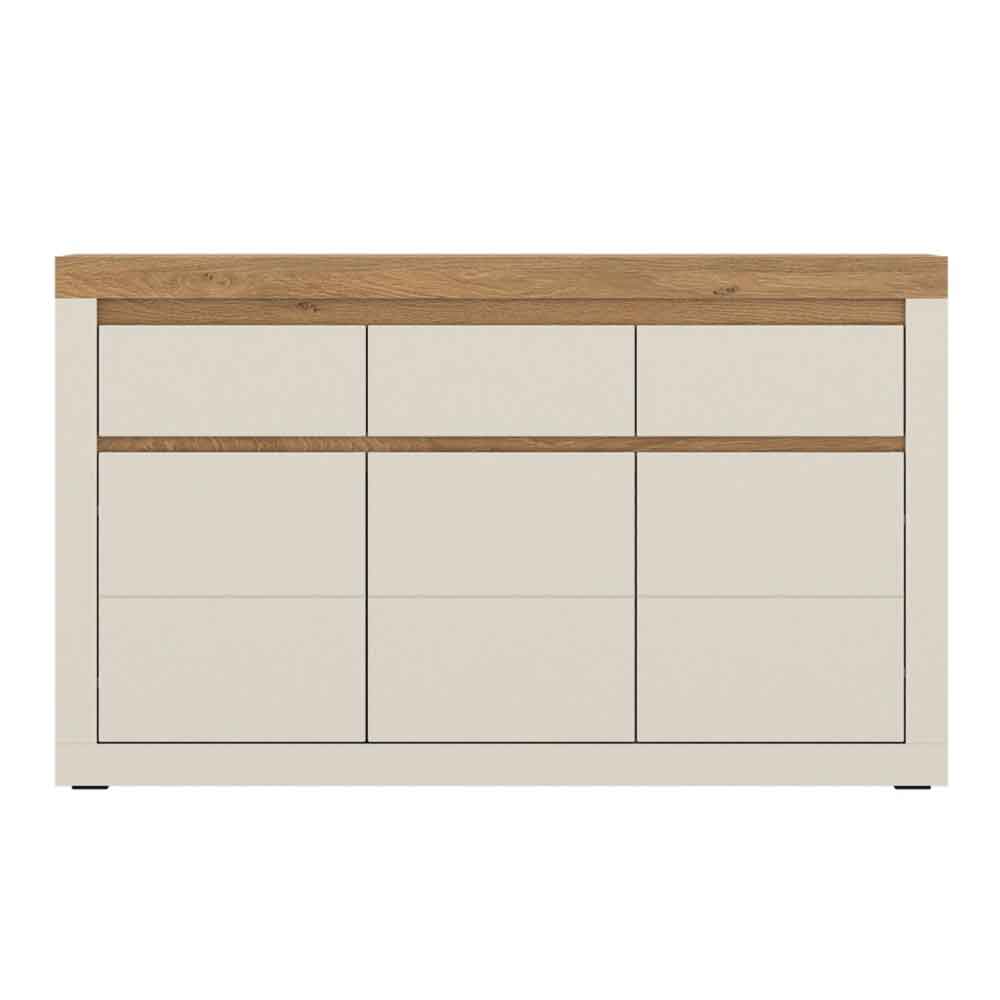Nessa Wooden Sideboard 3 Doors 3 Drawers in Cashmere and Stone Oak with LED