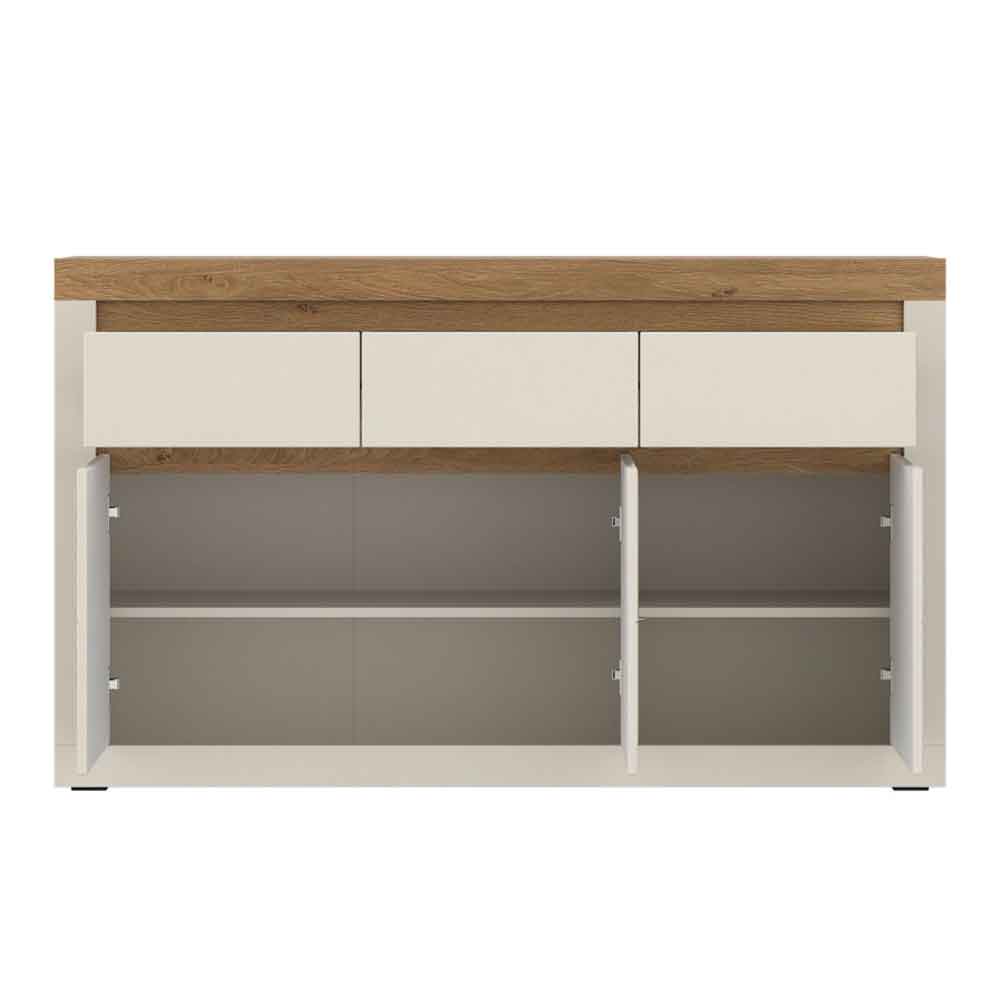 Nessa Wooden Sideboard 3 Doors 3 Drawers in Cashmere and Stone Oak with LED
