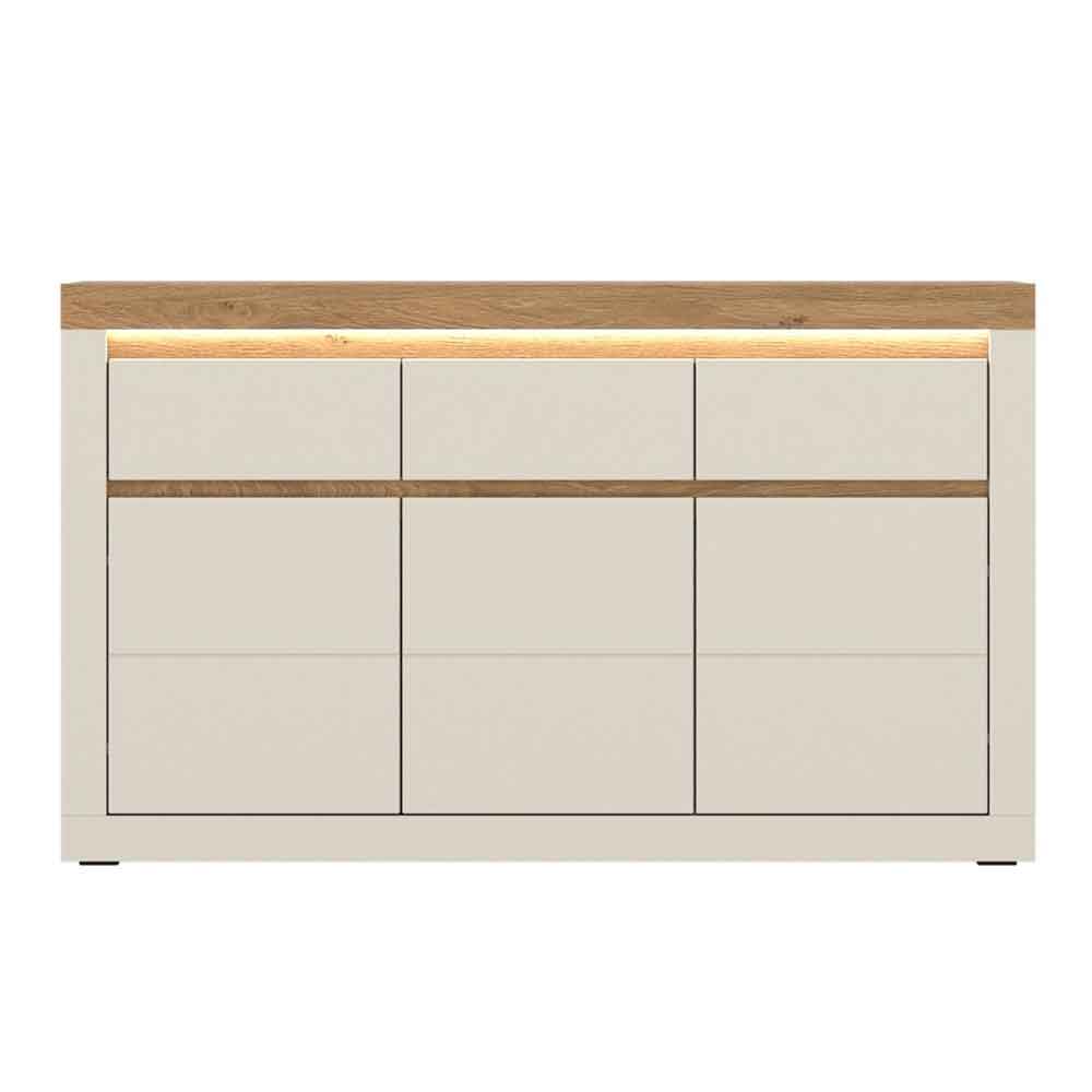 Nessa Wooden Sideboard 3 Doors 3 Drawers in Cashmere and Stone Oak with LED