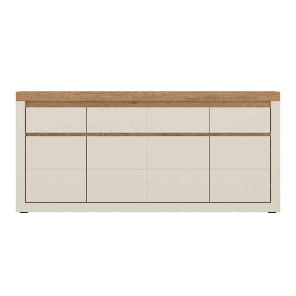 Nessa Wooden Sideboard 4 Doors 4 Drawers in Cashmere and Stone Oak with LED