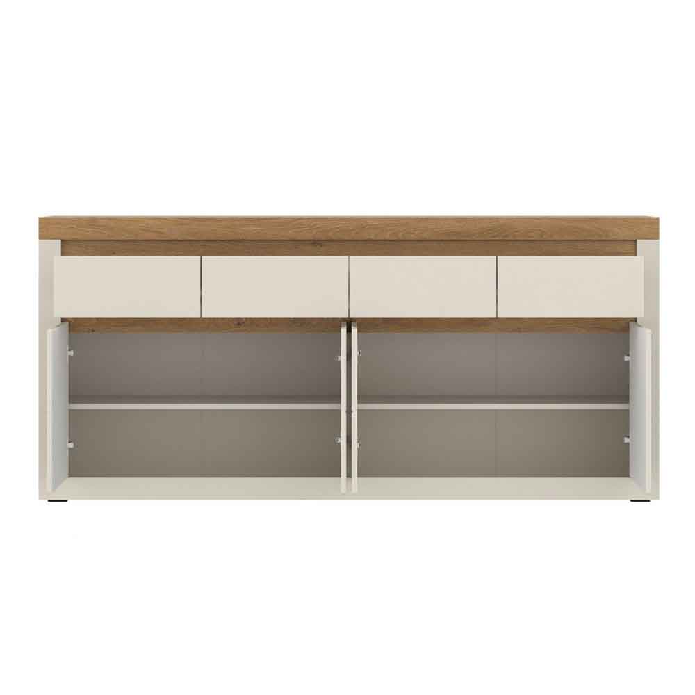 Nessa Wooden Sideboard 4 Doors 4 Drawers in Cashmere and Stone Oak with LED