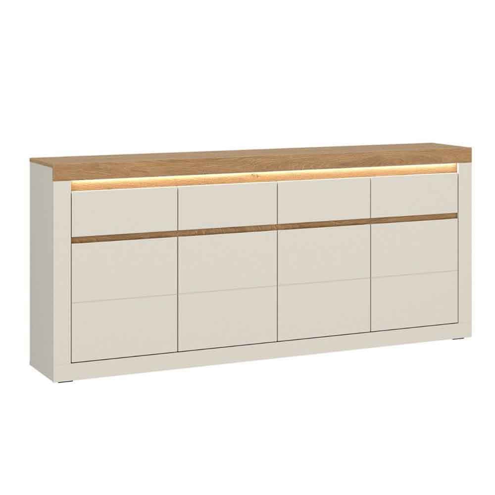 Nessa Wooden Sideboard 4 Doors 4 Drawers in Cashmere and Stone Oak with LED