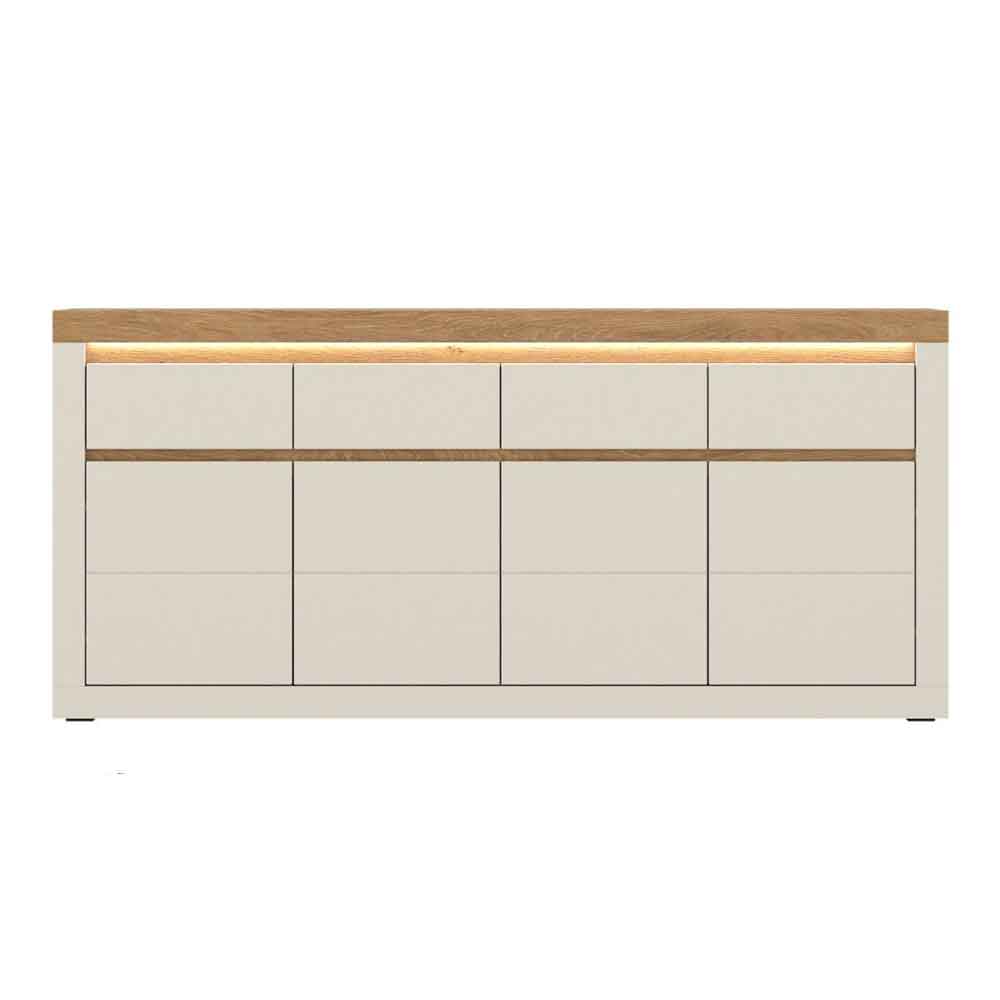 Nessa Wooden Sideboard 4 Doors 4 Drawers in Cashmere and Stone Oak with LED