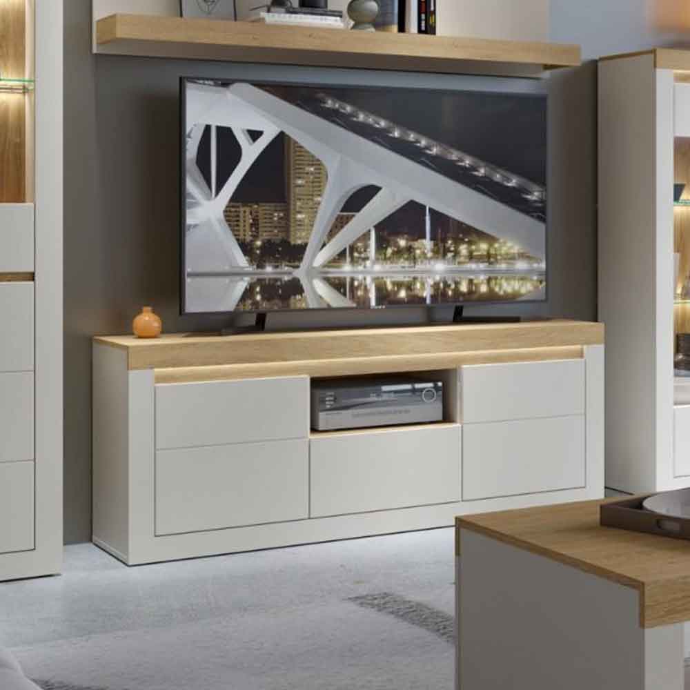 Nessa Wooden TV Stand 2 Doors 1 Drawer in Cashmere and Stone Oak with LED