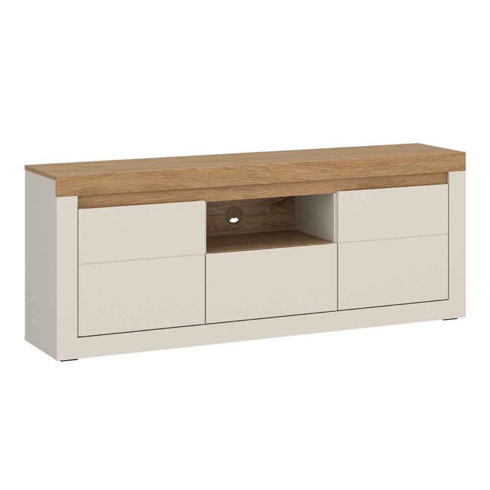 Nessa Wooden TV Stand 2 Doors 1 Drawer in Cashmere and Stone Oak with LED