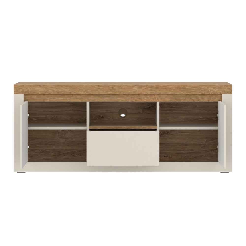 Nessa Wooden TV Stand 2 Doors 1 Drawer in Cashmere and Stone Oak with LED