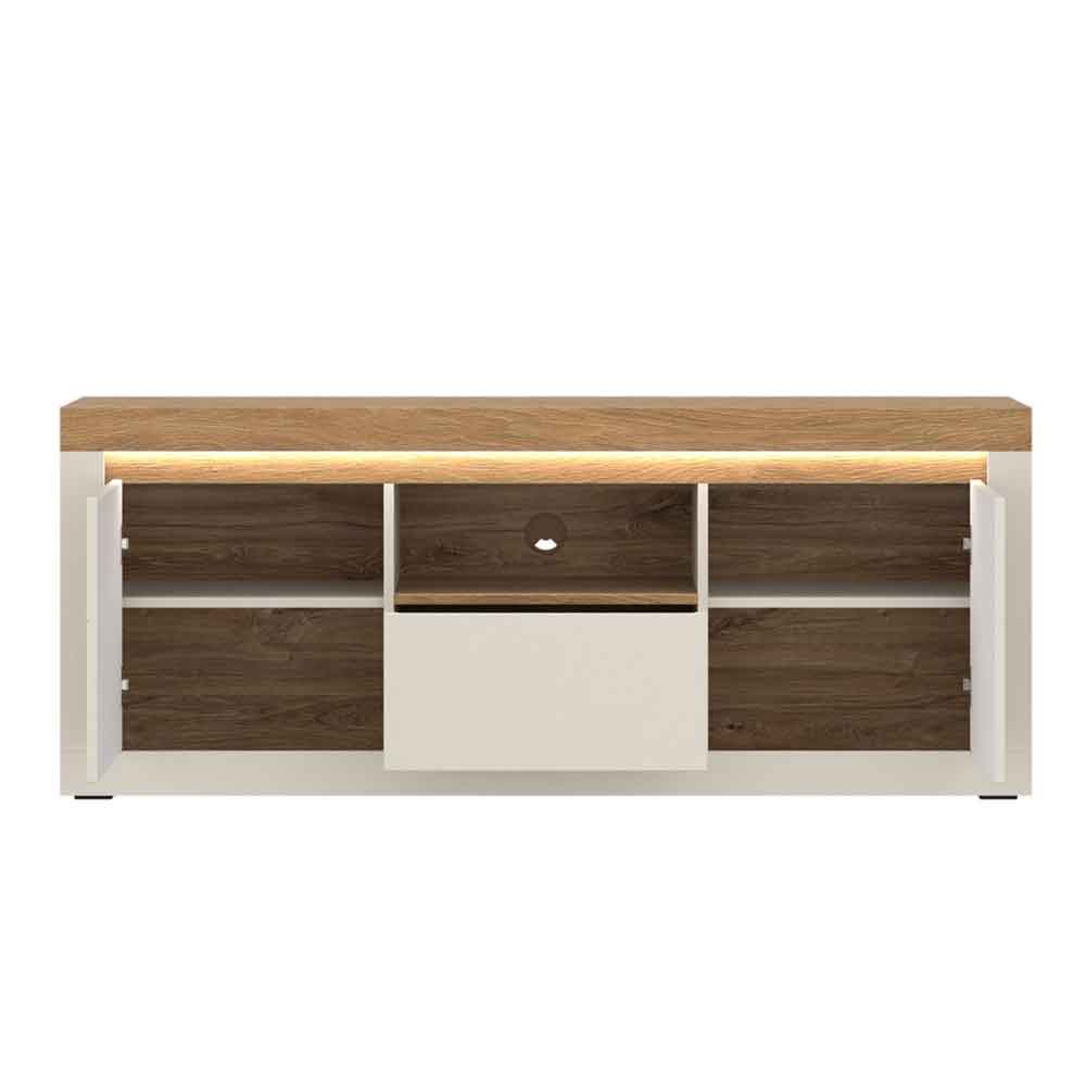Nessa Wooden TV Stand 2 Doors 1 Drawer in Cashmere and Stone Oak with LED