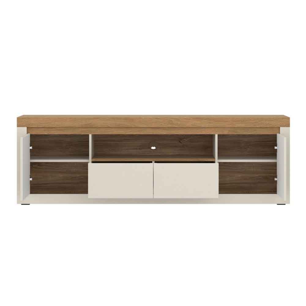 Nessa Wooden TV Stand 2 Doors 2 Drawers in Cashmere and Stone Oak with LED