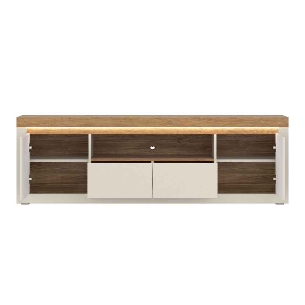 Nessa Wooden TV Stand 2 Doors 2 Drawers in Cashmere and Stone Oak with LED