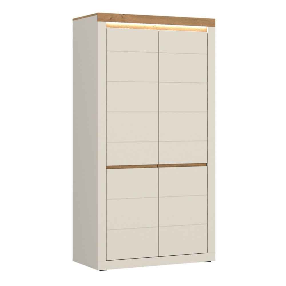 Nessa Wooden Wardrobe 2 Doors in Cashmere and Stone Oak with LED