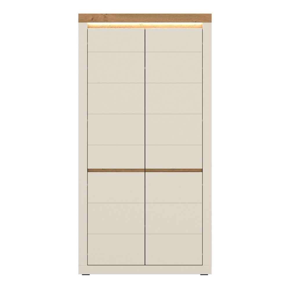 Nessa Wooden Wardrobe 2 Doors in Cashmere and Stone Oak with LED