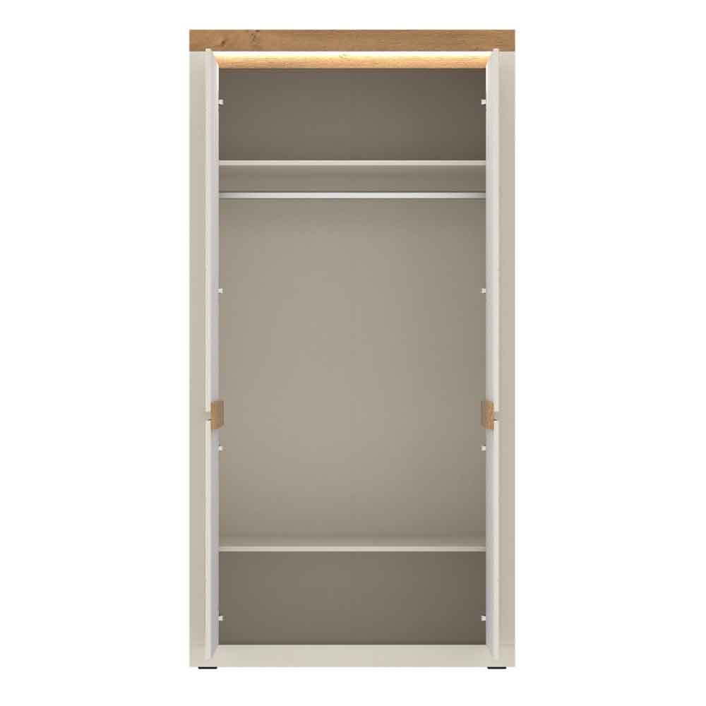 Nessa Wooden Wardrobe 2 Doors in Cashmere and Stone Oak with LED