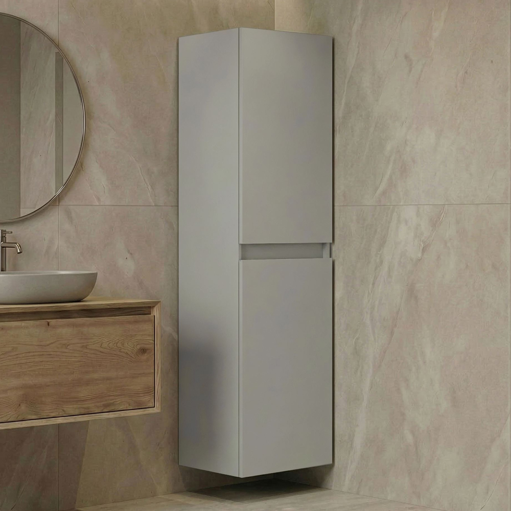 Nest Tall Wooden Wall Mounted Bathroom Storage Cabinet in Matte Cashmere
