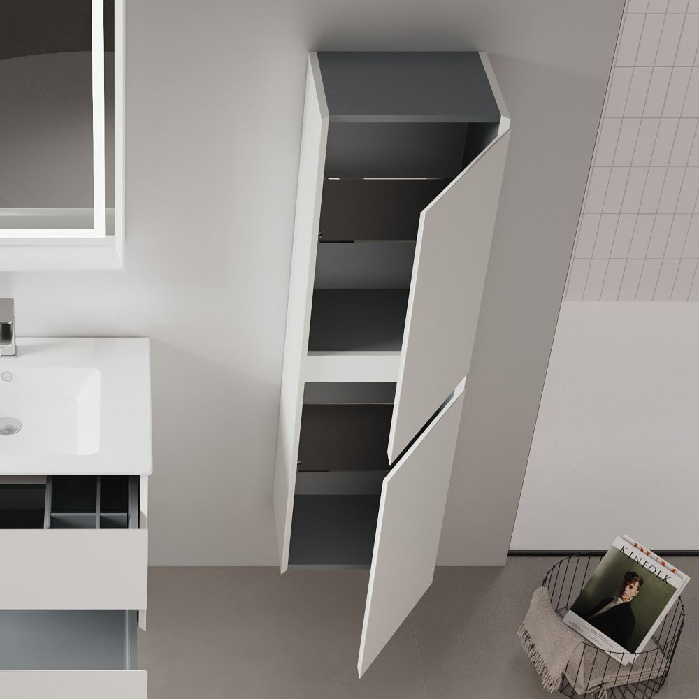 Nest Tall Wooden Wall Mounted Bathroom Storage Cabinet in Matte Cashmere
