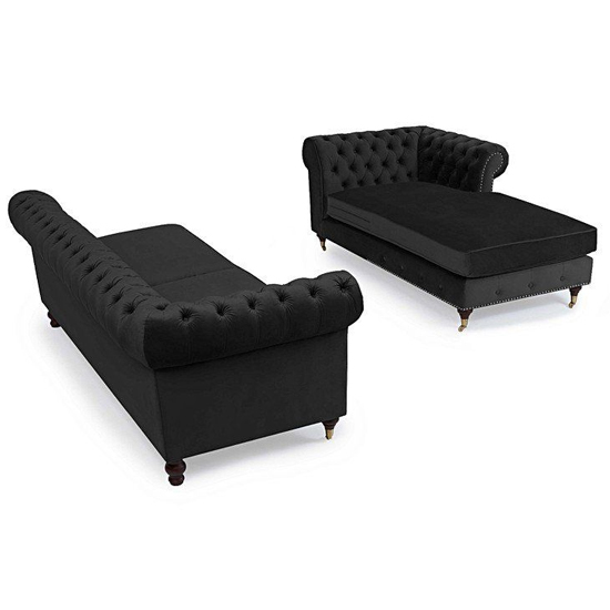 Nesta Large Velvet Left Facing Corner Chaise Sofa In Black_5