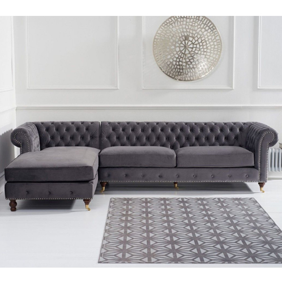Nesta Large Velvet Left Facing Corner Chaise Sofa In Grey_3