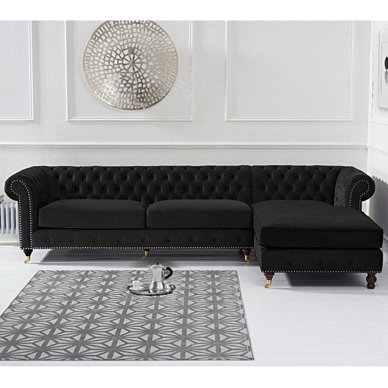 Nesta Large Velvet Right Facing Corner Chaise Sofa In Black_2