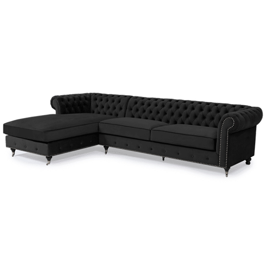 Nesta Large Velvet Right Facing Corner Chaise Sofa In Black_3