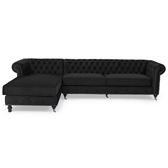 Nesta Large Velvet Right Facing Corner Chaise Sofa In Black_4