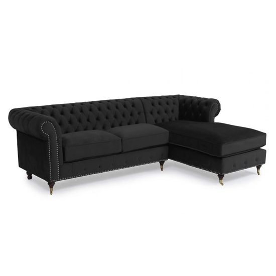 Nesta Medium Velvet Left Facing Corner Chaise Sofa In Black_3