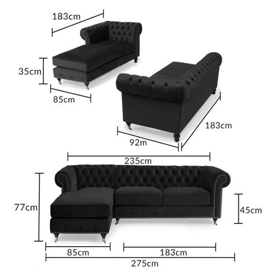 Nesta Medium Velvet Left Facing Corner Chaise Sofa In Black_6