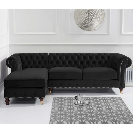 Nesta Medium Velvet Left Facing Corner Chaise Sofa In Black_1