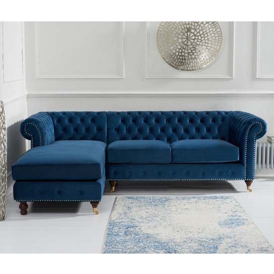 Nesta Medium Velvet Left Facing Corner Chaise Sofa In Blue_2