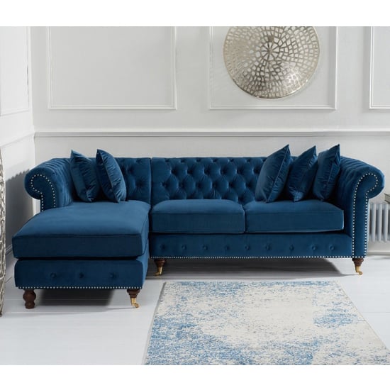 Nesta Medium Velvet Left Facing Corner Chaise Sofa In Blue_1