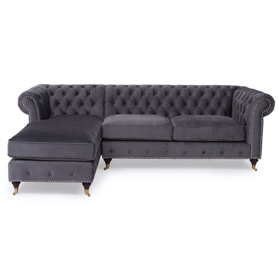 Nesta Medium Velvet Left Facing Corner Chaise Sofa In Grey_3