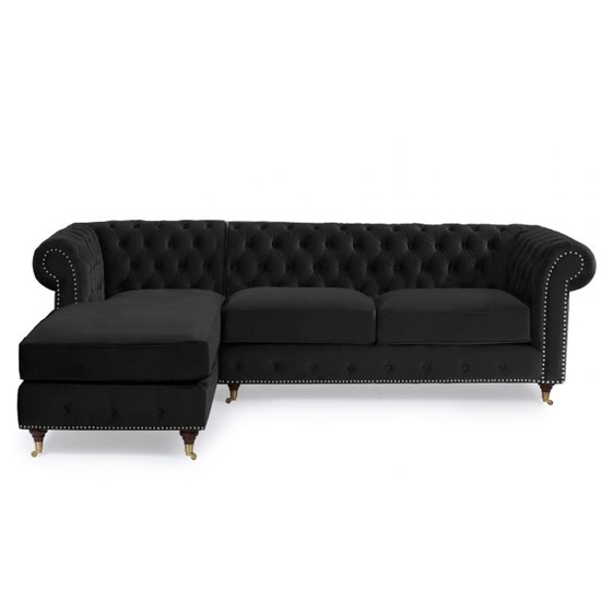 Nesta Medium Velvet Right Facing Corner Chaise Sofa In Black_2