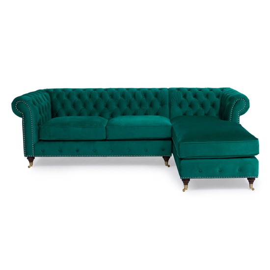Nesta Medium Velvet Right Facing Corner Chaise Sofa In Green_3