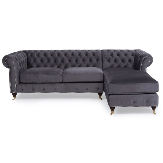Nesta Medium Velvet Right Facing Corner Chaise Sofa In Grey_3