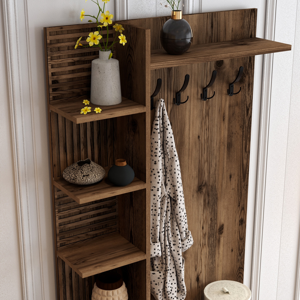 Nestor Wooden Coat Stand with 2 Doors in Walnut