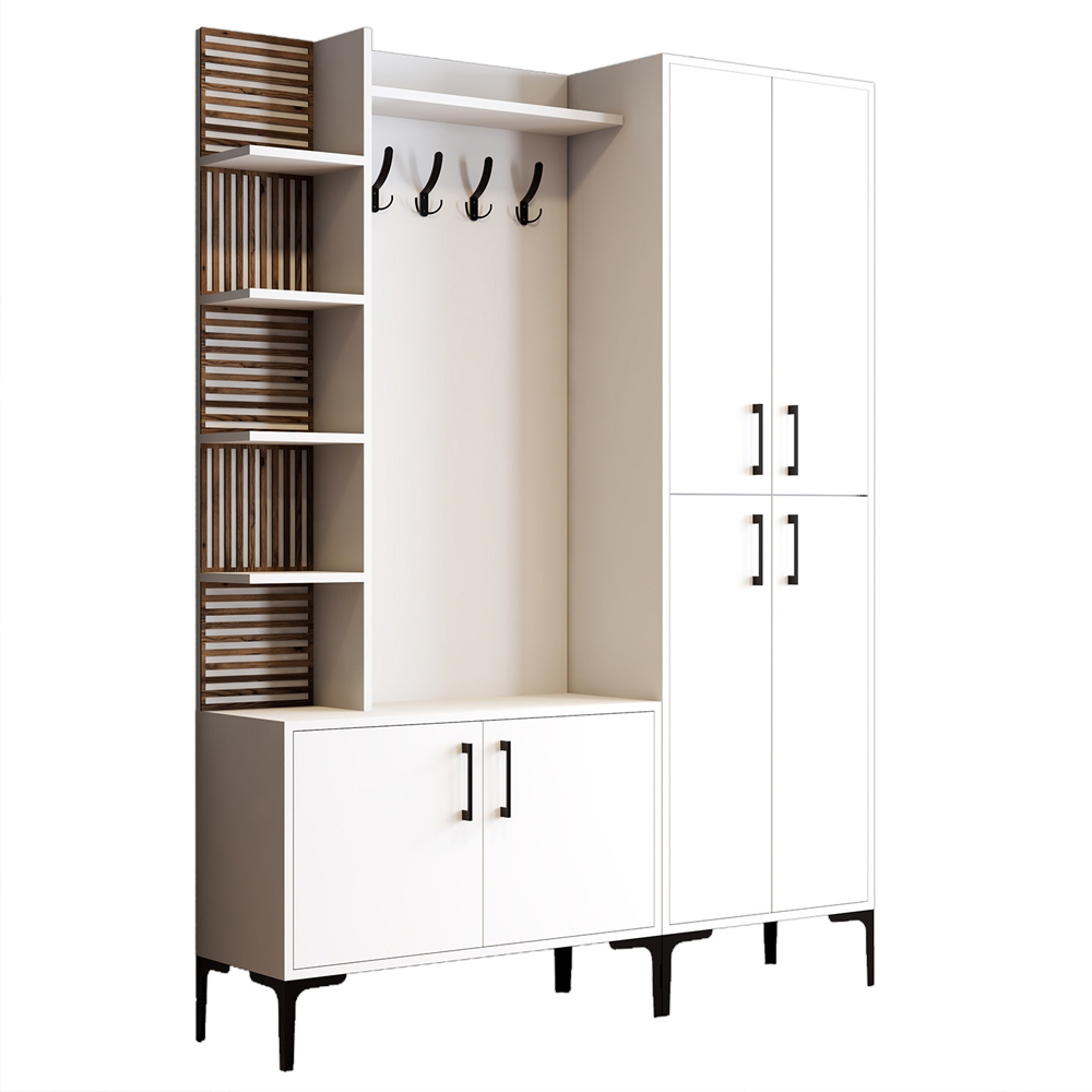 Nestor Wooden Coat Stand with 6 Doors in White