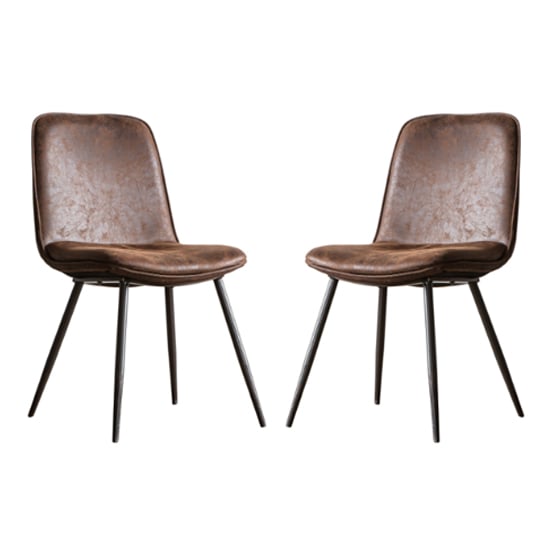 Photo of Netanya brown faux leather dining chairs in a pair