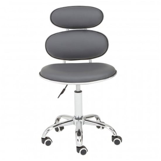 Netoca Home And Office Leather Chair In Grey With Chrome Base