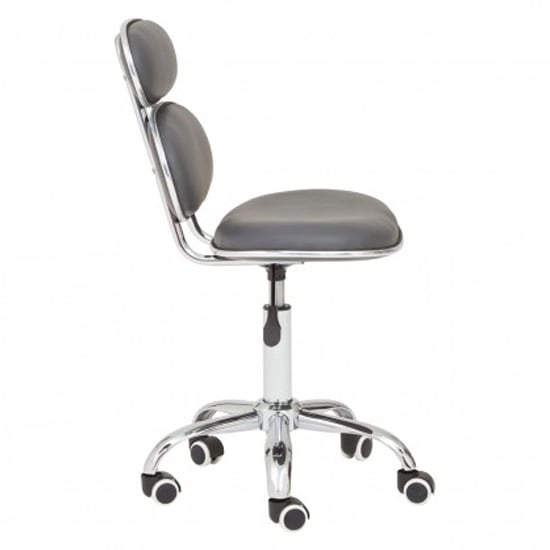 Netoca Home And Office Leather Chair In Grey With Chrome Base