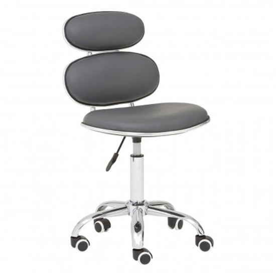 Photo of Netoca home and office leather chair in grey with chrome base