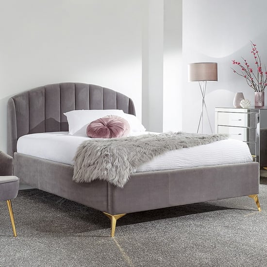 Read more about Pulford velvet end lift storage king size bed in grey