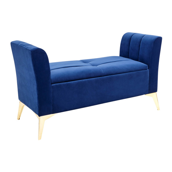 Pulford Velvet Upholstered Ottoman Storage Bench In Royal Blue