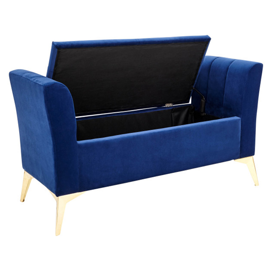 Pulford Velvet Upholstered Ottoman Storage Bench In Royal Blue Furniture in Fashion