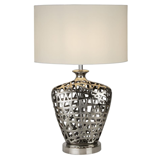 Read more about Network white fabric drum shade table lamp in chrome