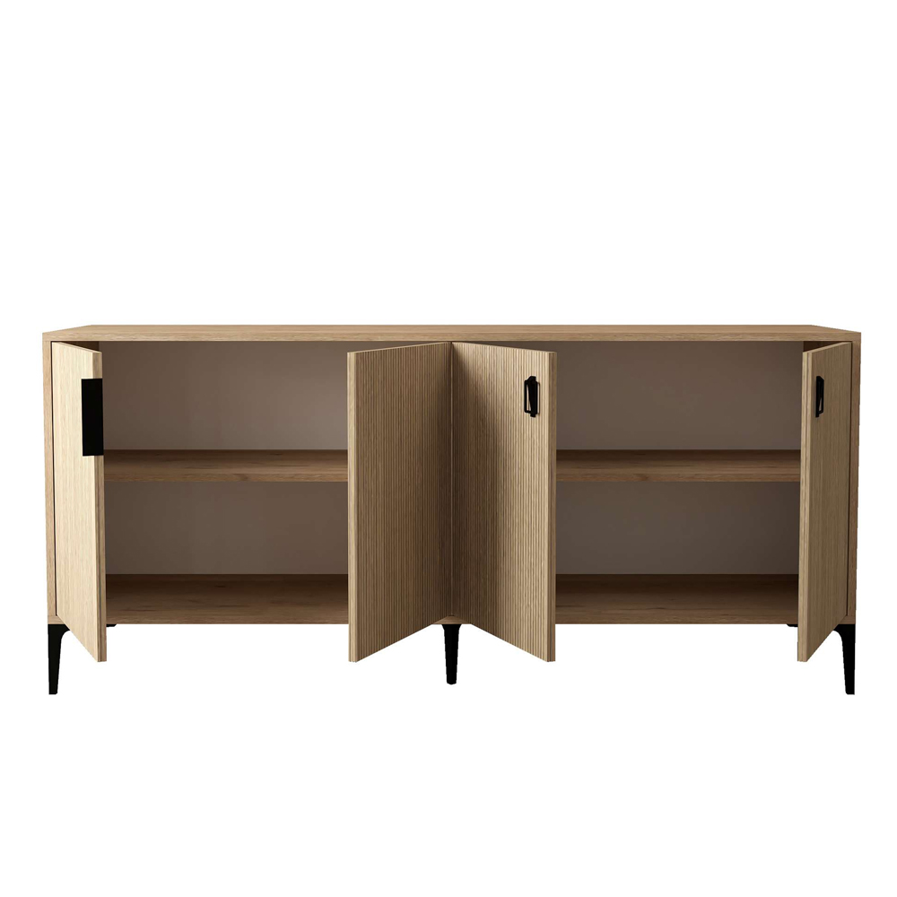 Neva Wooden Sideboard with 4 Doors in Sapphire Oak