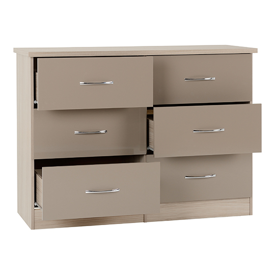 Noir Chest Of Drawers In Oyster High Gloss With 6 Drawers_2
