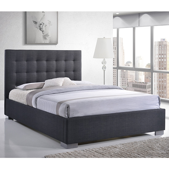 Read more about Nevada fabric double bed in grey with chrome metal legs