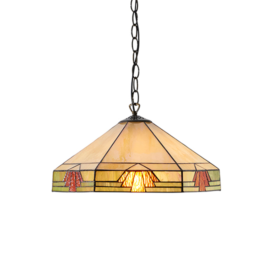 Nevada Medium Tiffany Glass Pendant Light In Dark Bronze
